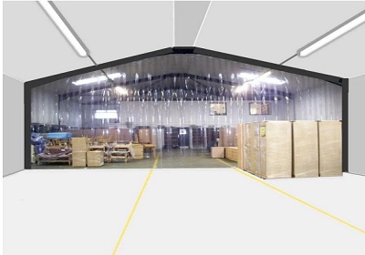 PVC strips in an industrial warehouse